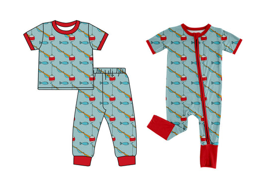 25.10.9 custom each style moq 8 eta 6-8week Sibling Sisters fishing baby boy clothes short sleeve pants sets and romper match family design