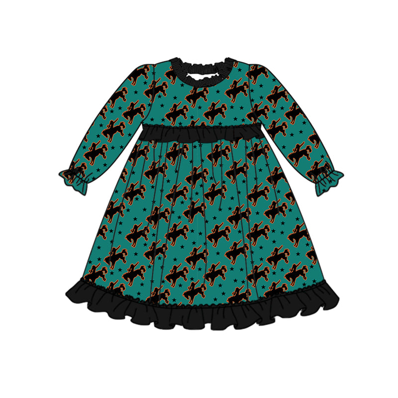 5.22custom each style moq 5eta 4-5week Sibling Sister Western denim print green girls boys outfits and baby romper match family design