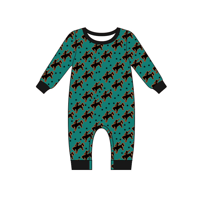 5.22custom each style moq 5eta 4-5week Sibling Sister Western denim print green girls boys outfits and baby romper match family design