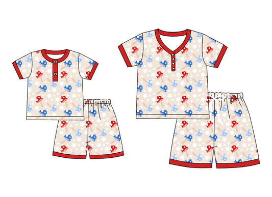 4.21 custom each style moq 5eta 4-6week Sibling Sister short sleeve shorts sets and adult sets match design