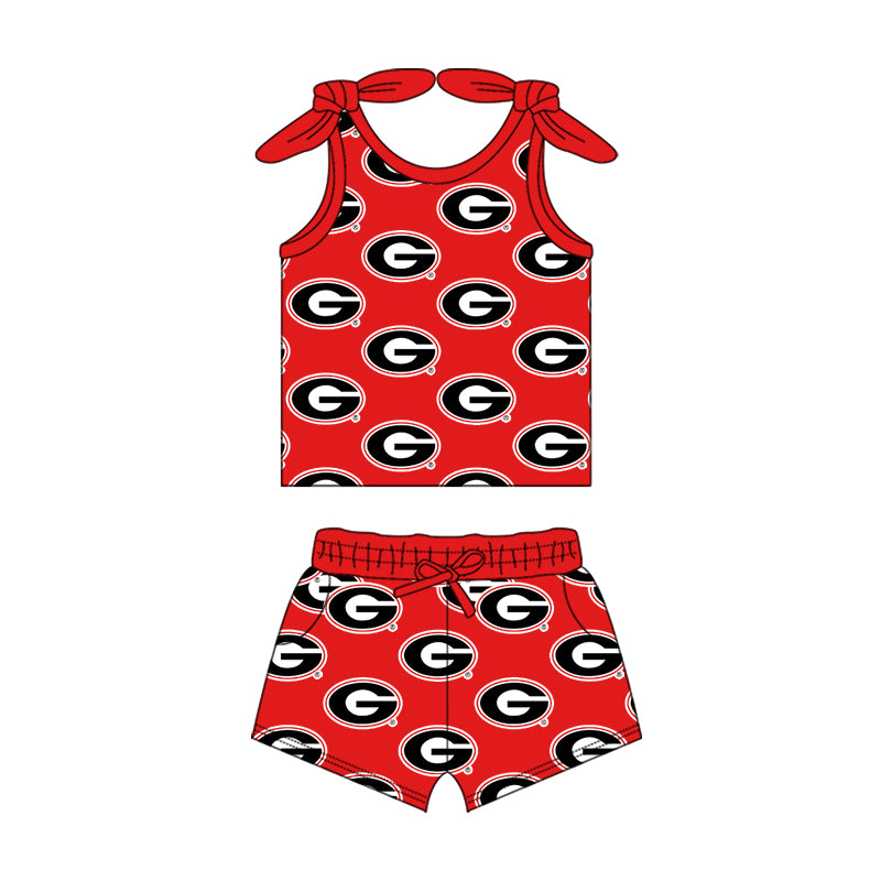 Custom moq 5 mix size milk silk summer teams baby girls clothes team red sleeveless shorts sets and skirts sets and dress and jumpsuit-25.7.15
