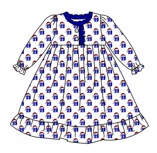 custom moq 5 tat about 4-6 weeks Blue and white Santa hat team long-sleeved girls nightdress