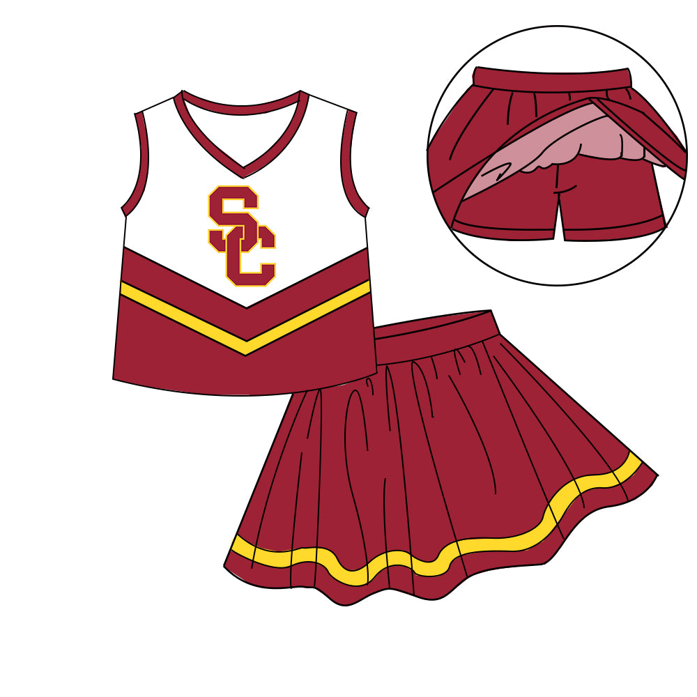 Custom moq 5 mix size milk silk eta 6-8weeks summer teams red baby girls clothes team sleeveless skirts shorts sets-25.7.9