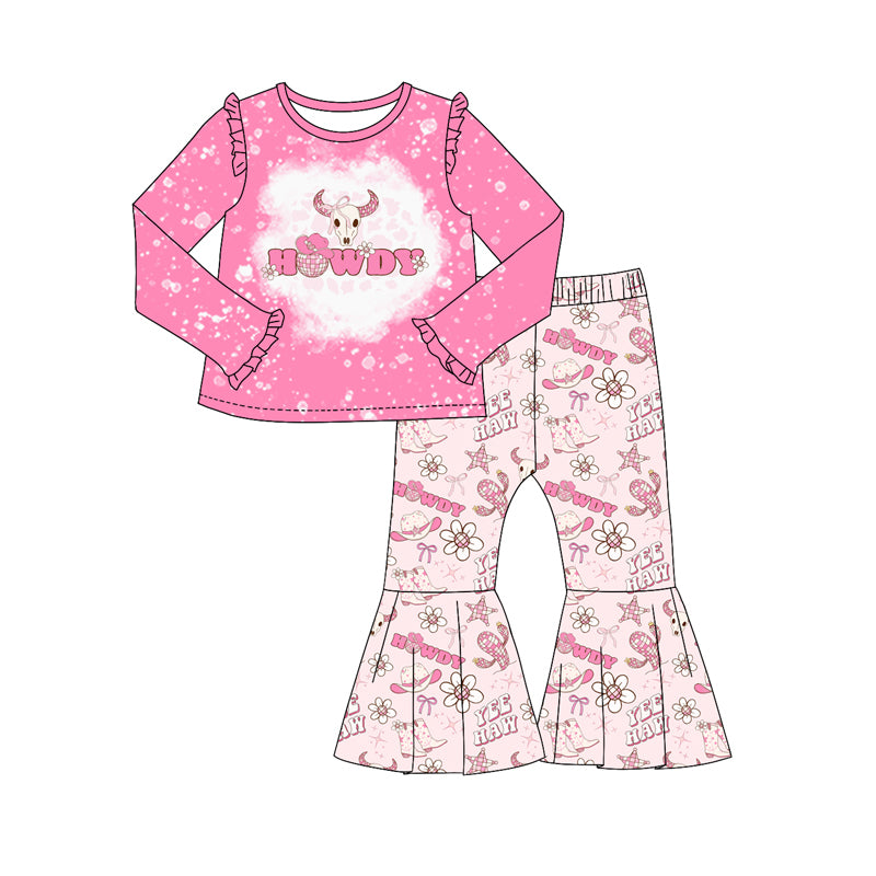 9.14 custom each style moq 5eta 4-6week Sibling Sister howdy pink baby girl sets and dress and rompers match family design