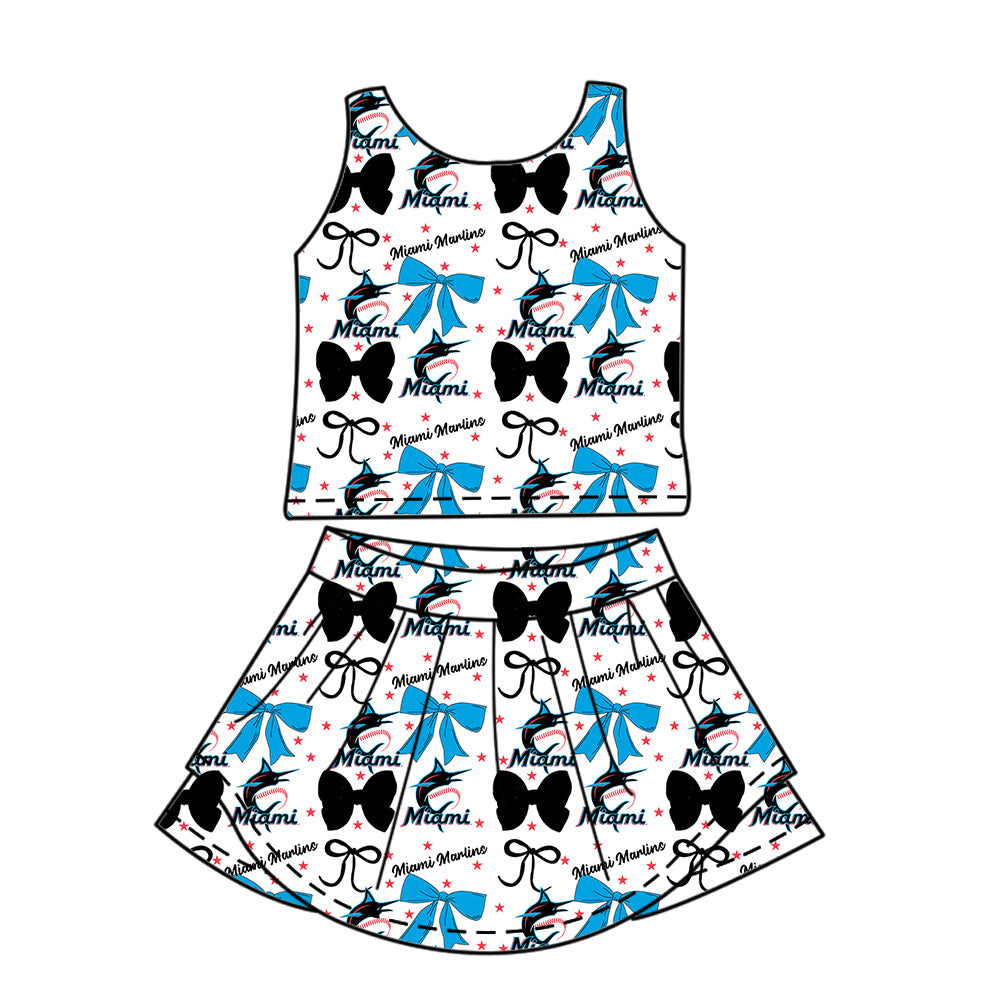 Custom moq 5 mix size milk silk summer teams baby girls clothes team bow sleeveless skirts sets and dress 1 and dress 2 and top-25.6.21