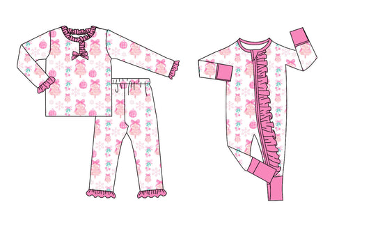 25.8.27 custom each style moq 5eta 4-6week Sibling Sisters Christmas trees bow baby girl clothes long sleeve pants sets and romper match family design