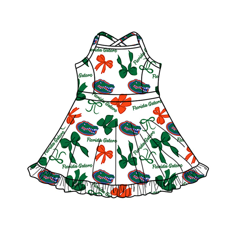 Custom moq 5 mix size milk silk summer teams Baby Girls Green Bow Vest Top Skirt Shorts Sets Sleeveless Yoga Knee Length Dresses Yoga Shorts