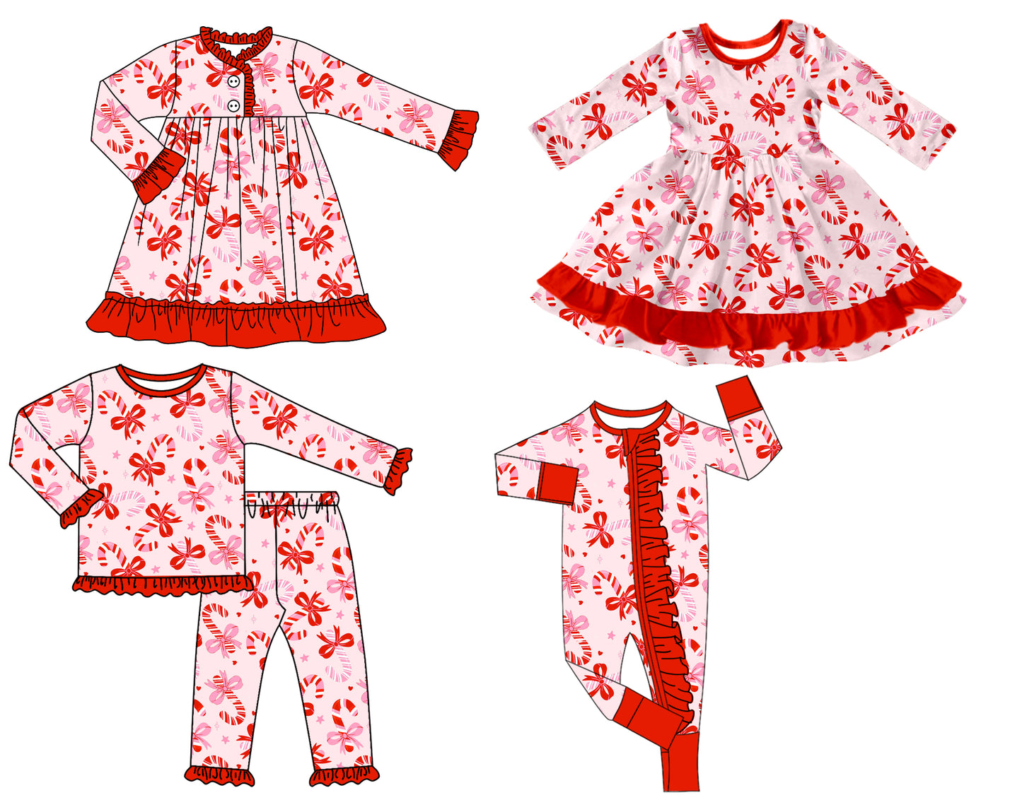 25.8.20 custom each style moq 5 eta 4-6week Sibling Sisters Christmas baby girl long sleeve pants sets and romper and dress 1 and dress 2 match family design