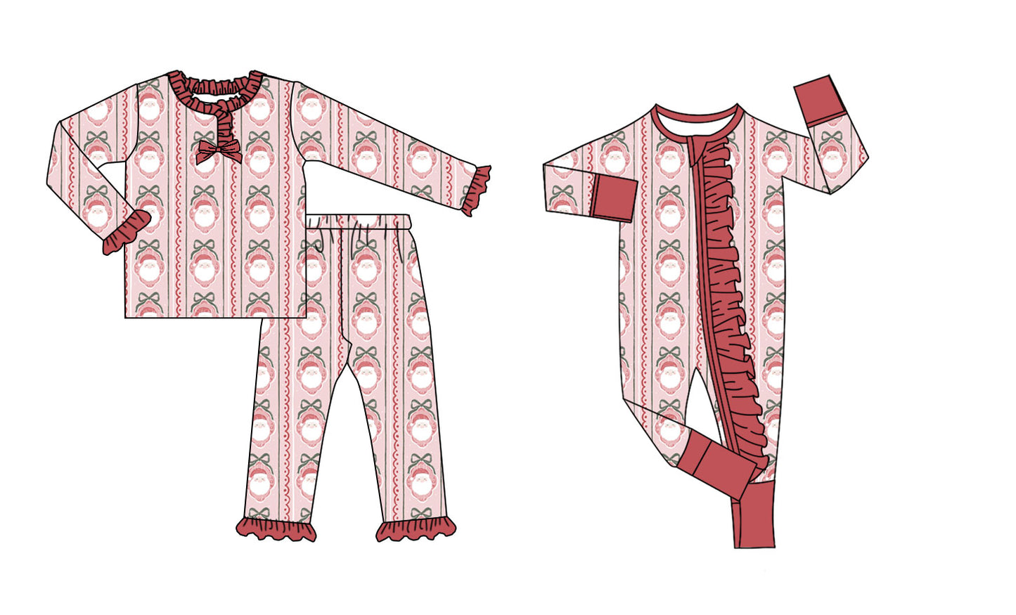 25.8.30 custom each style moq 5eta 4-6week Sibling Sisters Christmas Bow baby girl clothes long sleeve pants sets and romper match family design