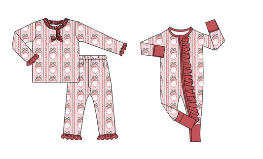 25.8.30 custom each style moq 5eta 4-6week Sibling Sisters Christmas Bow baby girl clothes long sleeve pants sets and romper match family design