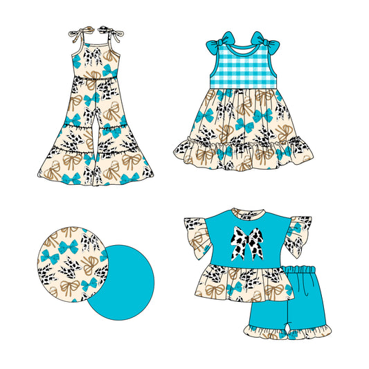 2.24 custom each style moq 5eta 4-6week Sibling Sister bow baby girl sets and dress and jumpsuit match family design