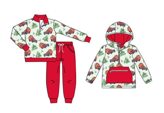 25.8.28 custom each style moq 5eta 4-6week Sibling Sisters Christmas trees baby boy long sleeve pants sets and top match family design