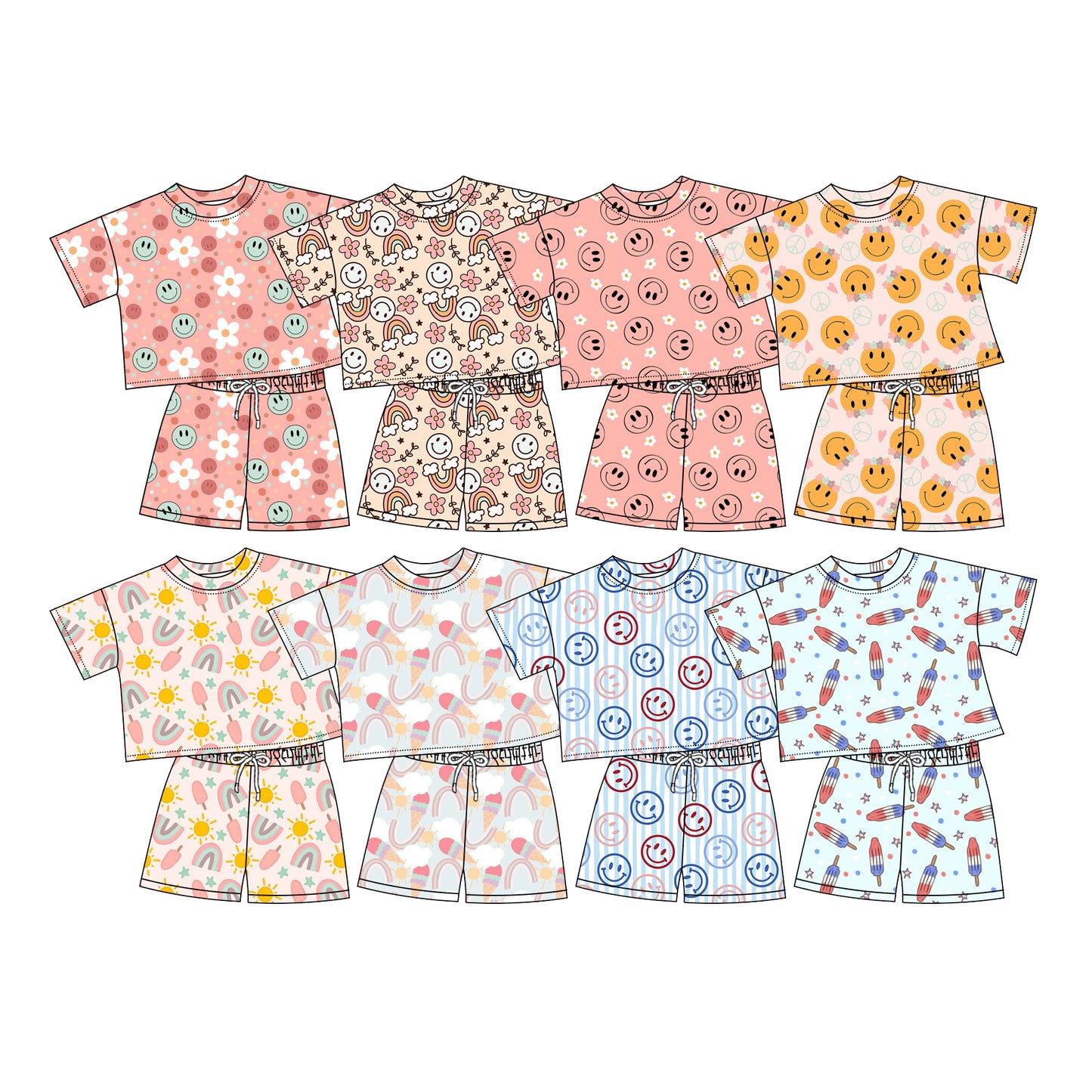 4.18 custom each style moq 5eta 4-6week Sibling Sister baby boy short sleeve set 1 and set 8 match design