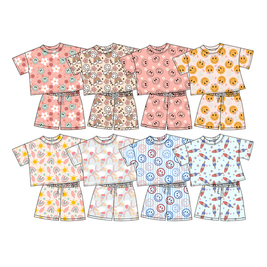 4.18 custom each style moq 5eta 4-6week Sibling Sister baby boy short sleeve set 1 and set 8 match design