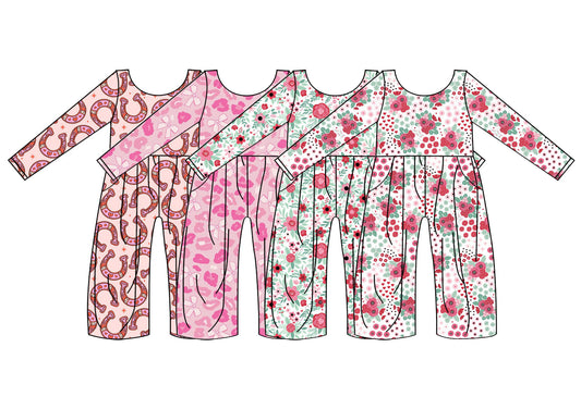 25.9.13 custom each style moq 5eta 6-8week Sibling Sisters baby girl long sleeve jumpsuits 4 match family design