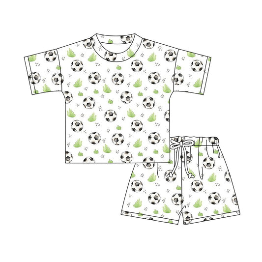 4.2 Custom moq 5 mix size Sibling Baby Footballs White Short-Sleeved Top Shorts Set Summer Outfit