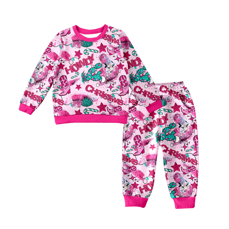 7.20 custom each style moq 5eta 4-6week baby boys clothes Christmas howdy rose red long sleeve pants sets