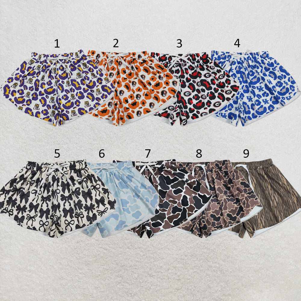 RTS NO MOQ Sibling yoga fabric Adult Women Camo Yoga Active Shorts Daily Sports Bottoms