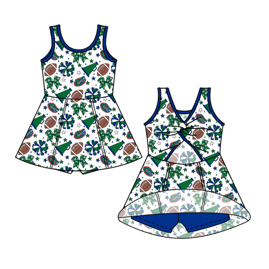 Custom moq 5 mix size milk silk summer teams Baby Girls Green Bows Shorts Knee-Length Dress Yoga Active Clothing