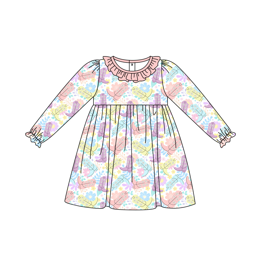 6.17 custom each style moq 5eta 4-6week Sibling Sister boots pink baby girls sets and dress and baby romper match family design