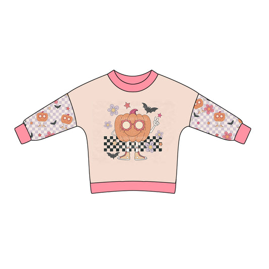 8.1 custom each style moq 5 eta 4-6week Sibling Sister baby girls clothes pumpkin pink long sleeve top and long sleeve romper match family design