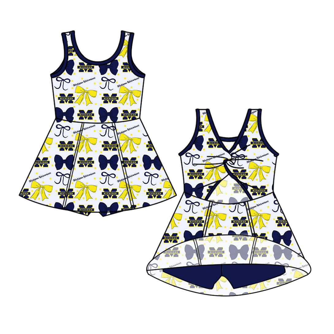 Custom moq 5 mix size milk silk summer teams baby girls clothes team bow blue sleeveless skirts sets and dress 1 and dress 2 and dress 3-25.6.26
