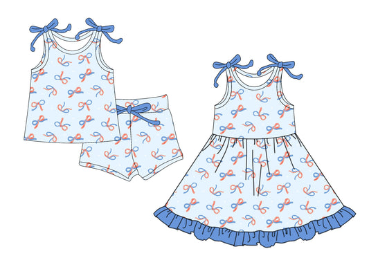 25.12.13 custom each style moq 5 eta 6-8week Sibling Sister bow baby short sleeve shorts sets and dress match design