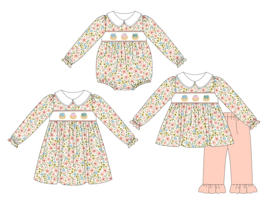 25.5.21 custom each style moq 5eta 4-6week Sibling Sisters pumpkin bow floral baby girl long sleeve pants sets and dress and rompers match family design