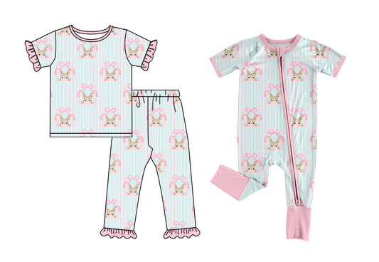 25.12.17 custom each style moq 5 eta 6-8week Sibling Sisters bunny bow baby girl clothes short sleeve pants sets and romper match family design