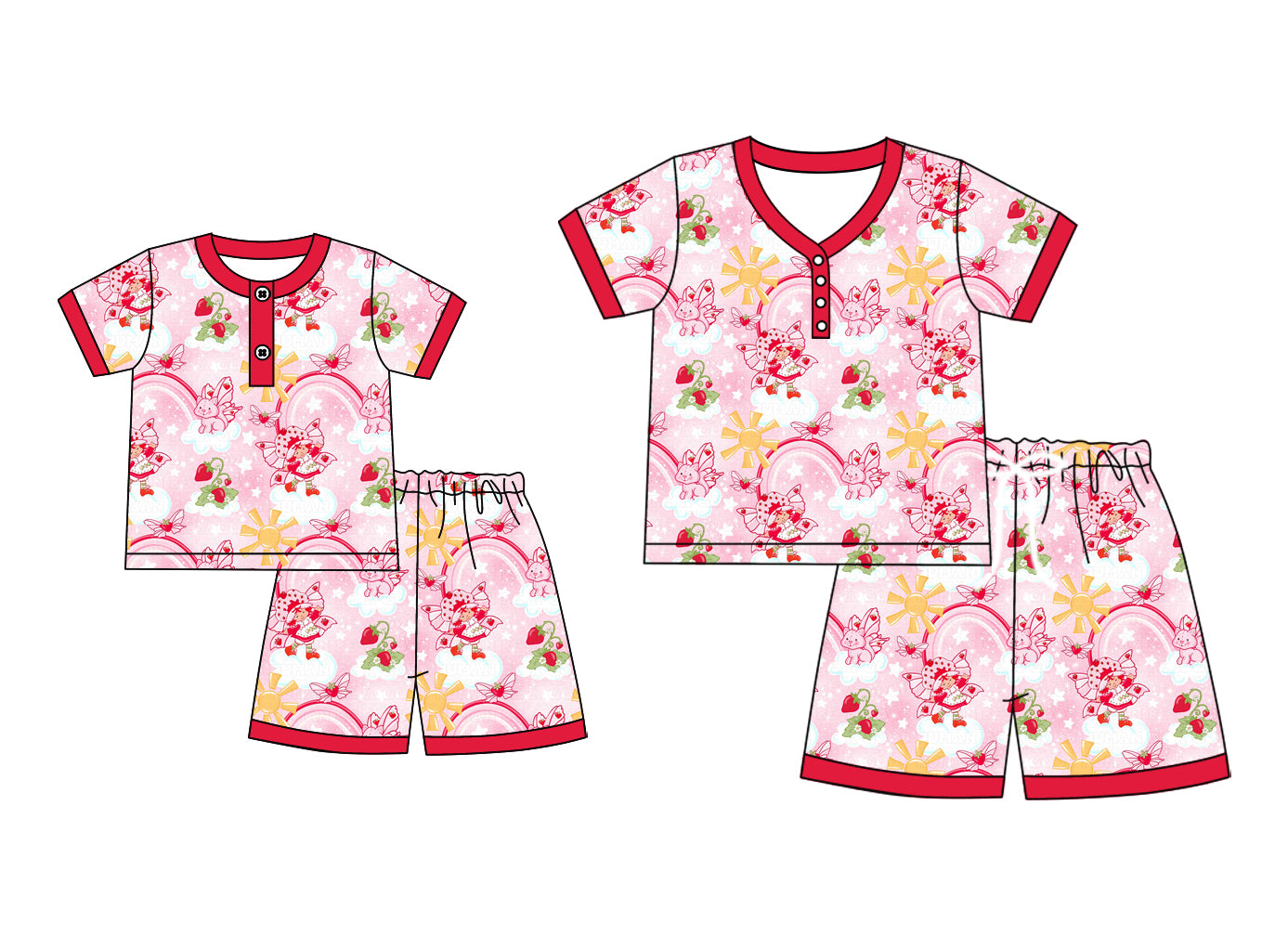 4.23 custom each style moq 5eta 4-6week Sibling Sister short sleeve shorts sets and adult sets match design