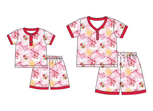 4.23 custom each style moq 5eta 4-6week Sibling Sister short sleeve shorts sets and adult sets match design