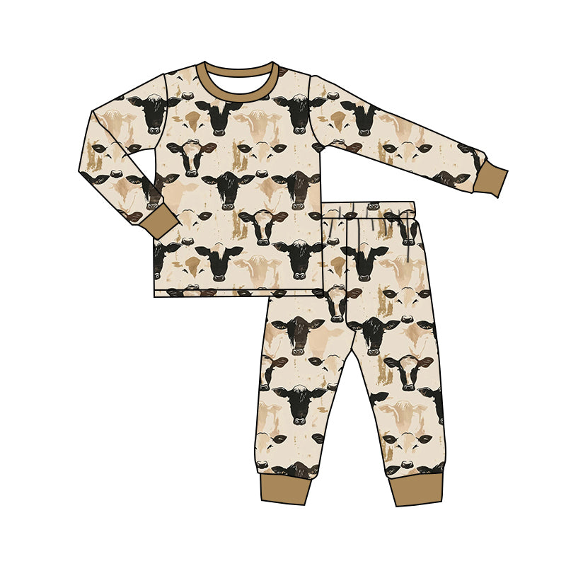 8.16 custom each style moq 5eta 4-6week Sibling Sister cow head baby boy sets and rompers match family design
