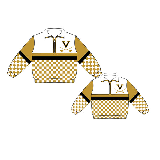 Custom moq 5 mix size milk silk summer teams Daddy and Me Checked Long Sleeve Team Pullover Tops