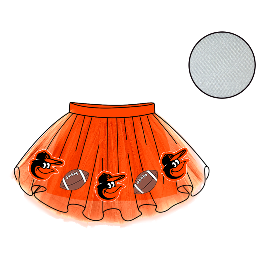 Custom moq 5 mix size milk silk summer teams Baby Girl's Orange Mesh Skirt Summer Outfit Team Clothing