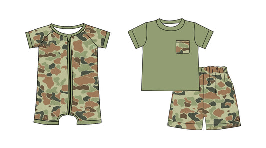 25.11.14 custom each style moq 5 eta 6-8 week Sibling Sister camouflage baby boy short sleeve shorts sets and boy rompers match family design