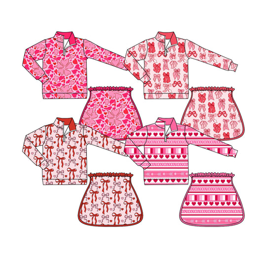 25.9.30 custom each style moq 8 eta 6-8week Sibling Sisters bow baby girl long sleeve skirt sets 4 match family design