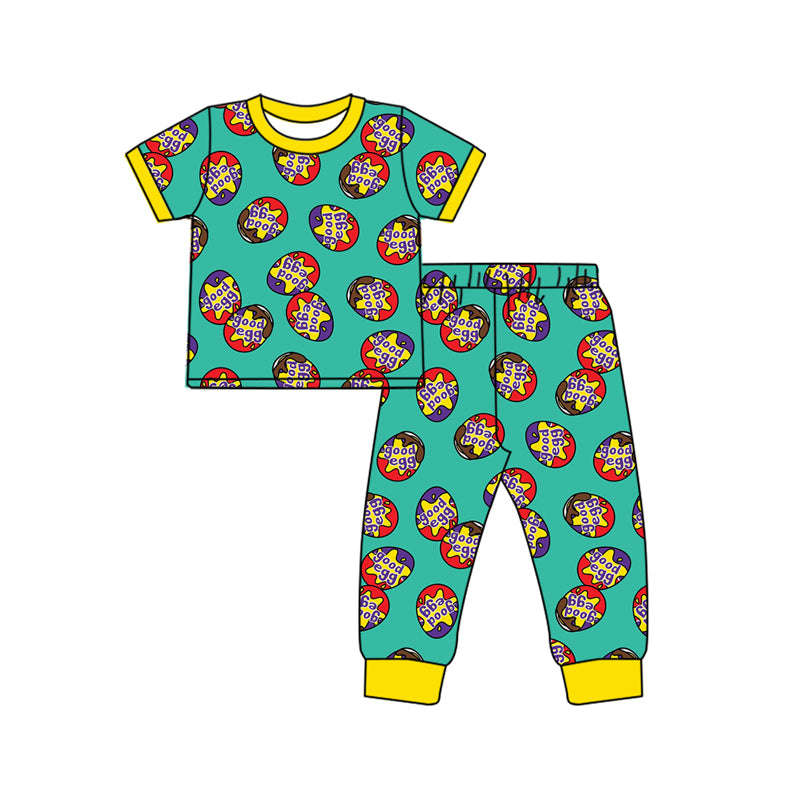 10.16 custom each style moq 5eta 4-6week Sibling Sister easter green baby boys short sleeve sets and rompers match design