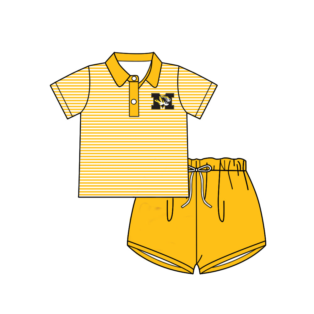 Custom summer teams baby girls clothes team yellow sets dress top-25.5.5
