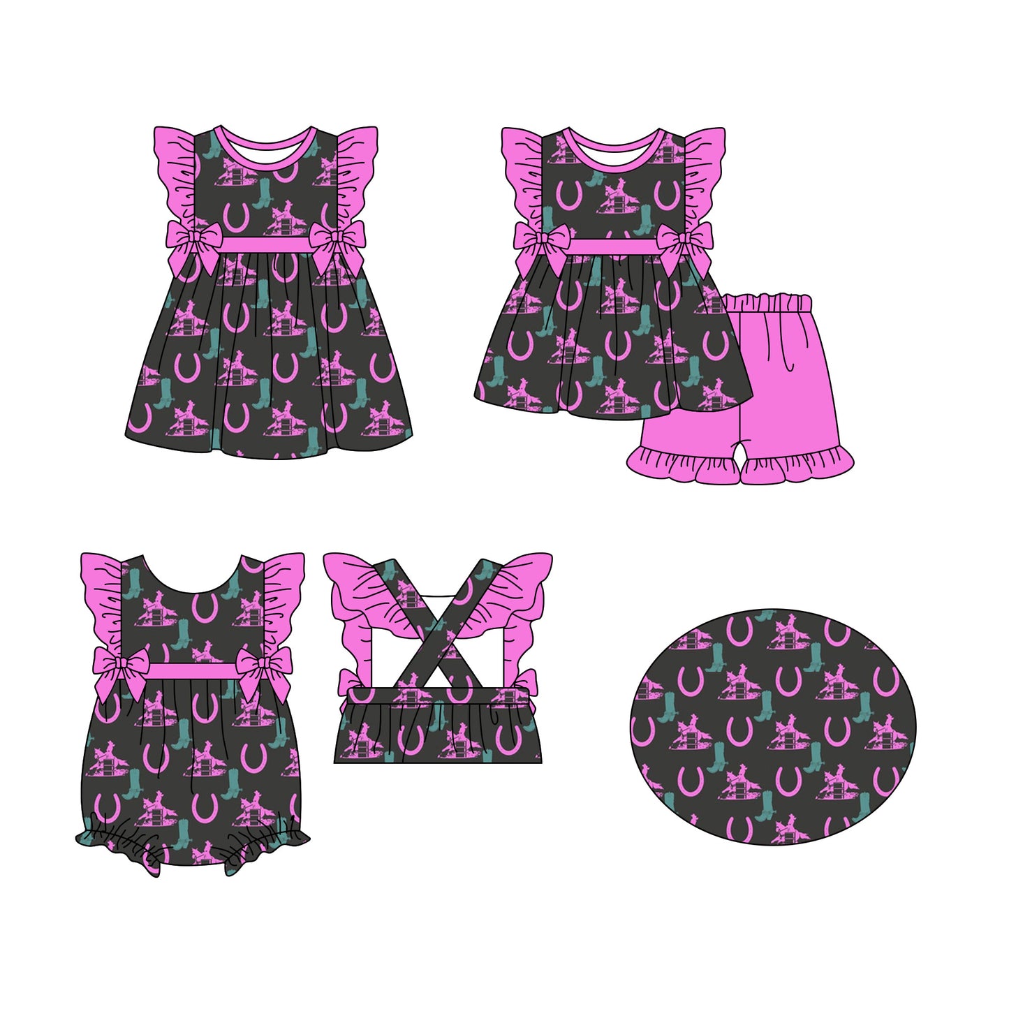 12.11 custom each style moq 5eta 4-6week Sibling Sister baby girl short sleeve shorts sets and dress and rompers match family design
