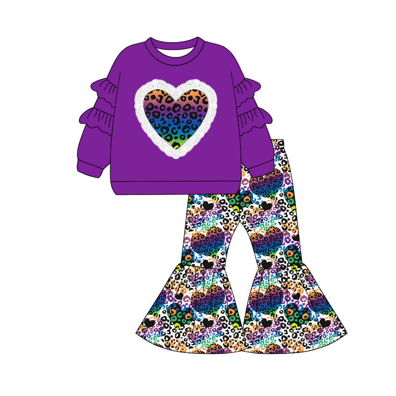 9.10 custom each style moq 5eta 4-6week Sibling Sister leopard purple baby girl sets and dress and rompers match family design
