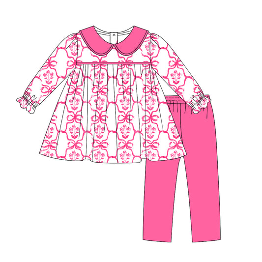 7.19 custom each style moq 5eta 4-6week Sibling Sister floral pink baby girls sets and dress match family design