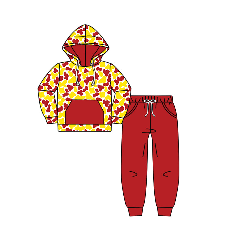 Custom moq 5 mix size milk silk summer teams baby girls clothes camouflage hooded long sleeve pants sets 2 and boy pants sets and pant-25.8.9