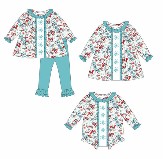25.5.16 custom each style moq 5eta 4-6week Sibling Sisters floral bow baby girl long sleeve pants sets and dress and rompers match family design