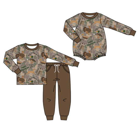 25.7.15 custom each style moq 5eta 4-6week Sibling Sister duck turkey baby boy long sleeve pants sets and rompers match family design