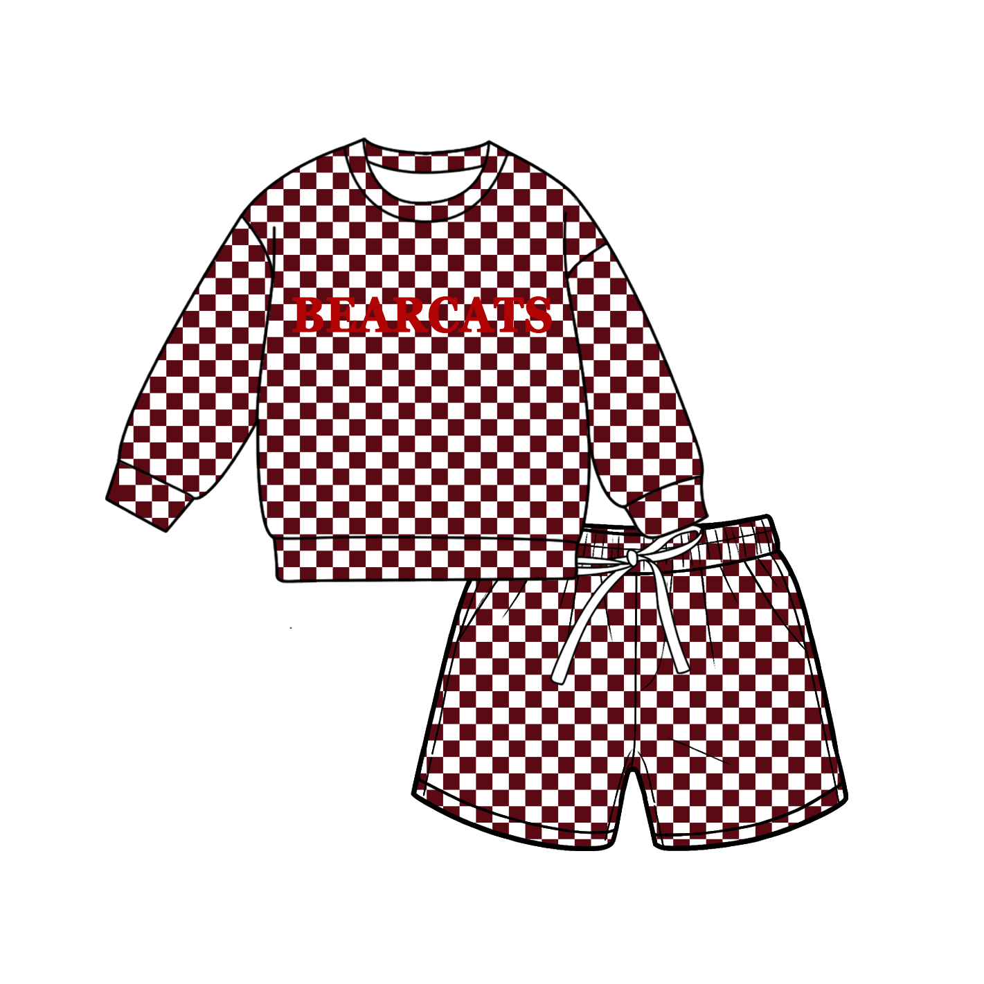 custom moq 5 mix size MSD070403 Baby Kids Plaid Long Sleeve Top And Shorts Set
