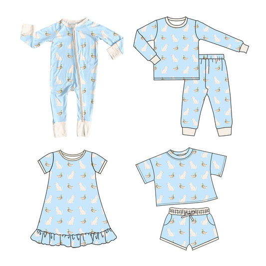 25.10.14 custom each style moq 5 eta 6-8week Sibling Sisters duck baby girl long sleeve pants sets and shorts sets and dress and rompers match family design