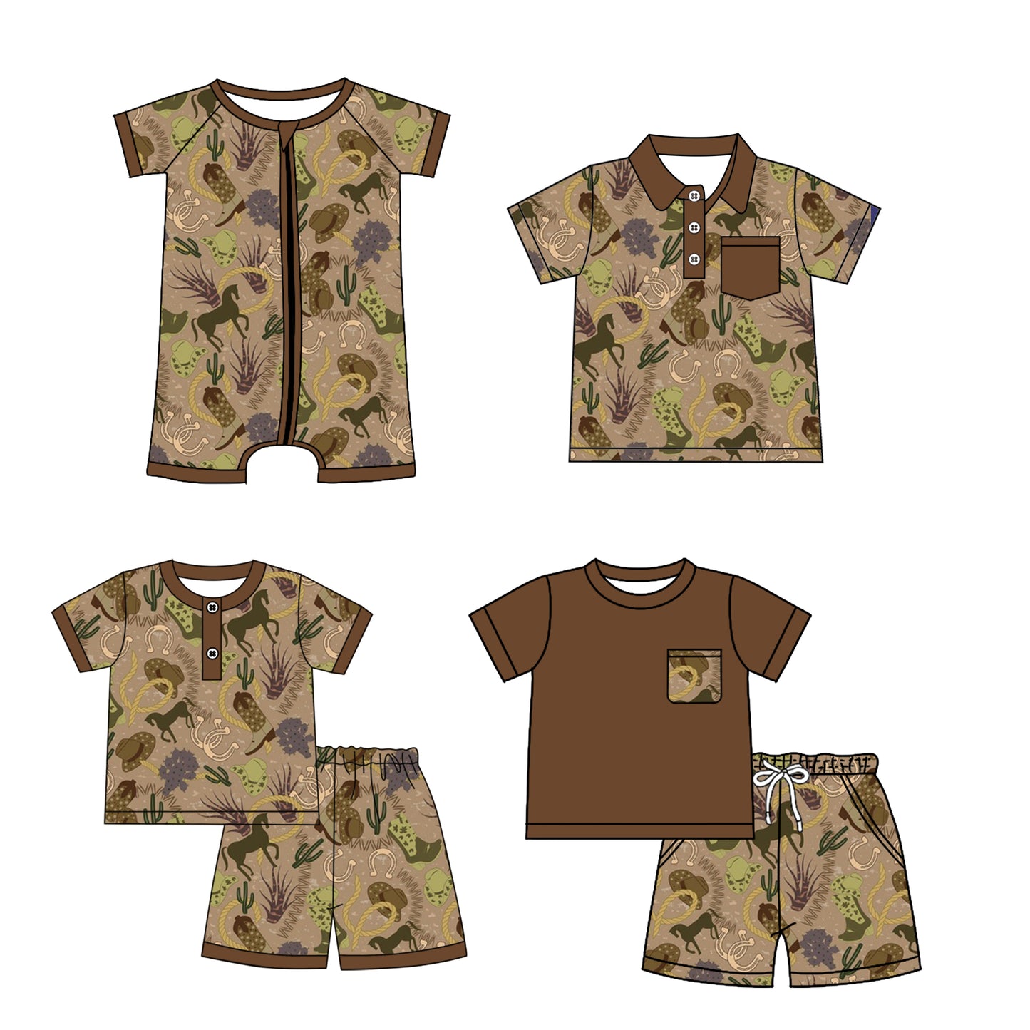 3.3 custom each style moq 5eta 4-6week Sibling Sister horse baby girl sets 1 and sets 2 and boy rompers and top match family design