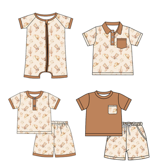 3.29 custom each style moq 5eta 4-6week Sibling Sister catcus boots baby boy sets 1 and sets 2 and boy rompers and top match family design