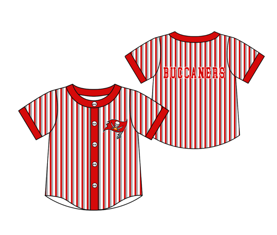 Custom moq 5 mix size milk silk summer teams Red Striped Short-Sleeved Button-Down Shirt for Baby Boy Summer Outfit