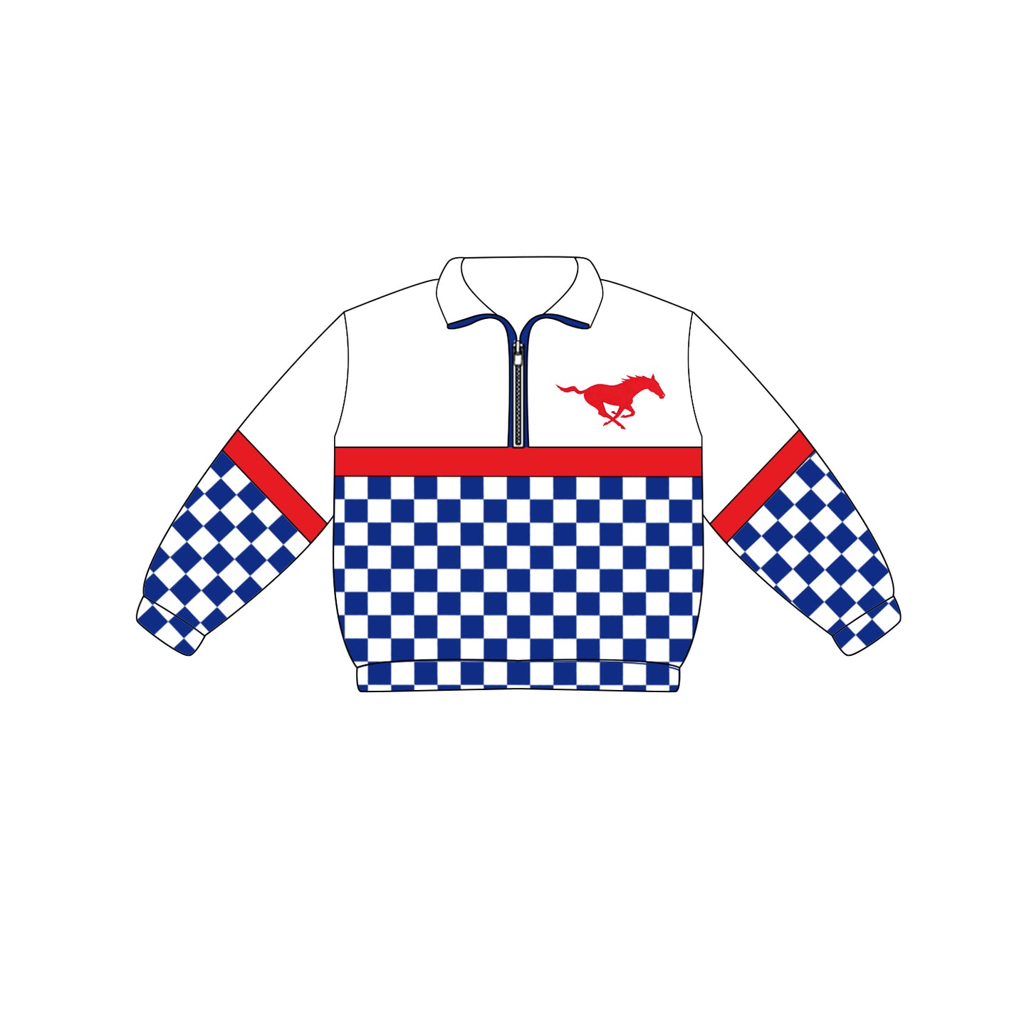 Custom moq 5 mix size milk silk summer teams Adult And Kids Long Sleeve Blue Checked Tee Shirts Zip Pullovers Tops
